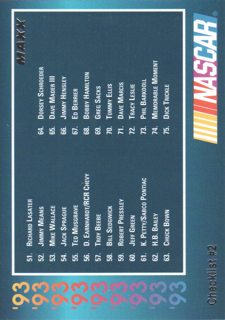 1993 Maxx Premier Series Racing Trading Cards BASE: Pick From List - Picture 162 of 166