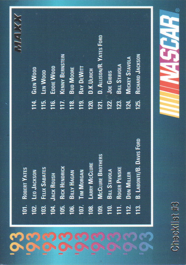 1993 Maxx Premier Series Racing Trading Cards BASE: Pick From List - Picture 163 of 166