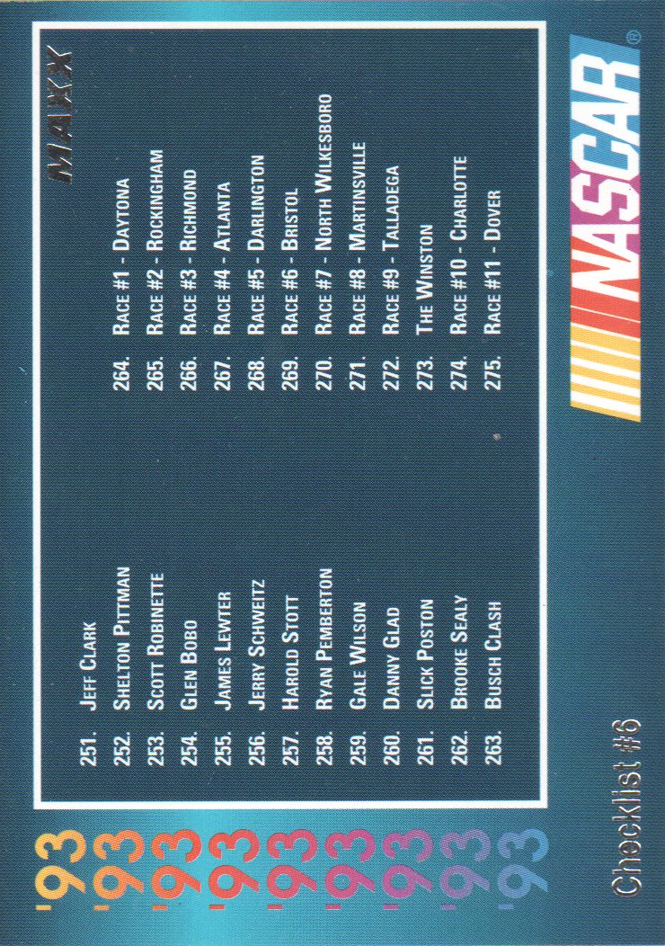 1993 Maxx Premier Series Racing Trading Cards BASE: Pick From List - Picture 166 of 166