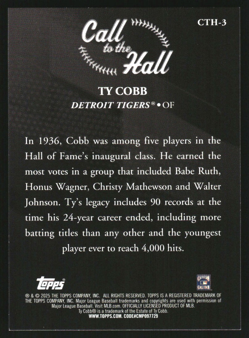 2025 Topps Call to the Hall #CTH3 Ty Cobb