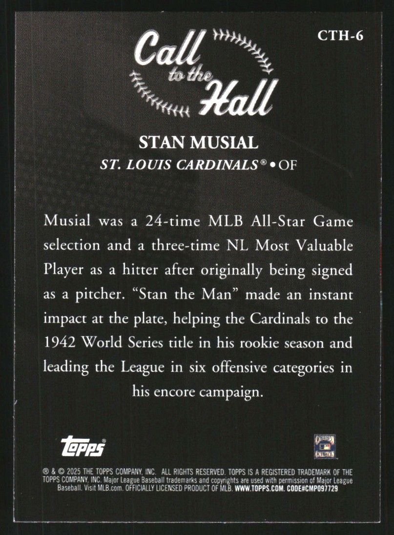 2025 Topps Call to the Hall #CTH6 Stan Musial