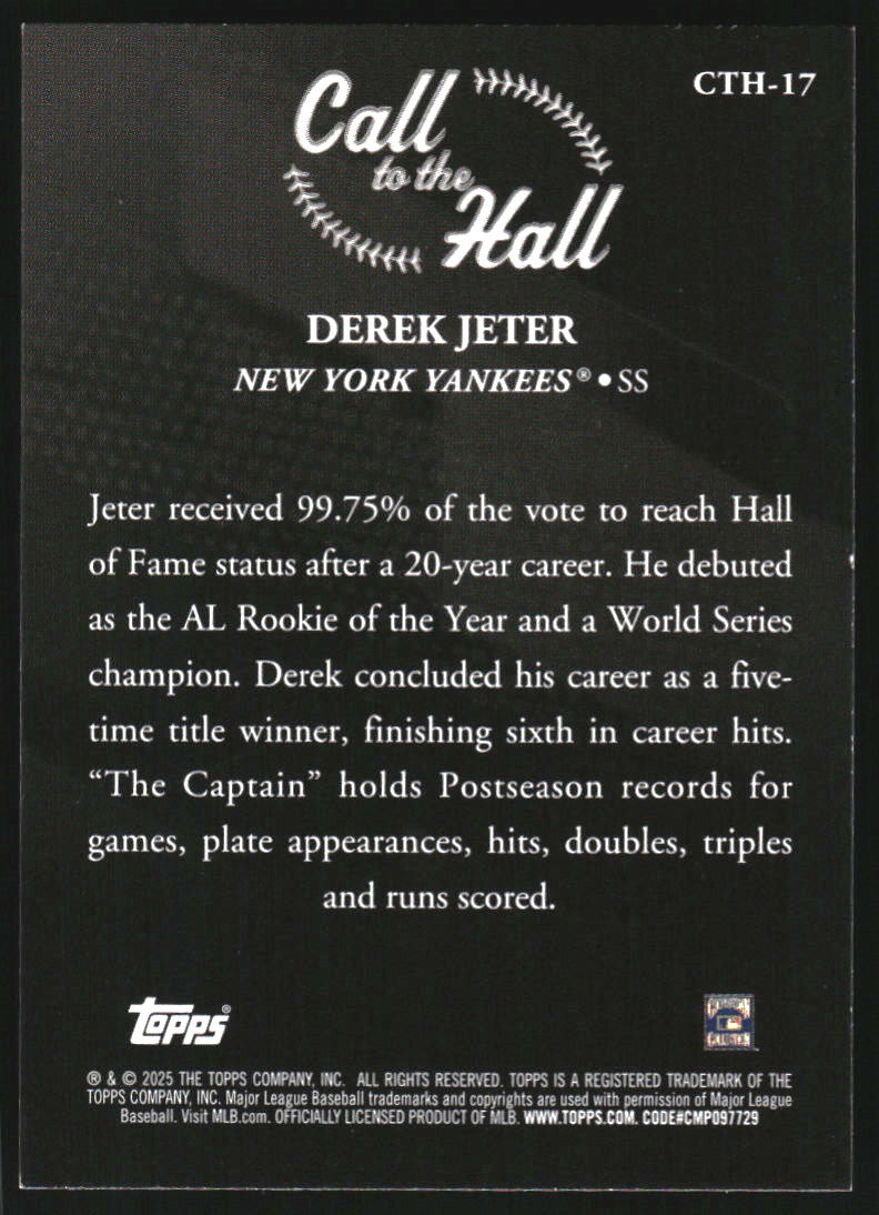 2025 Topps Call to the Hall #CTH17 Derek Jeter
