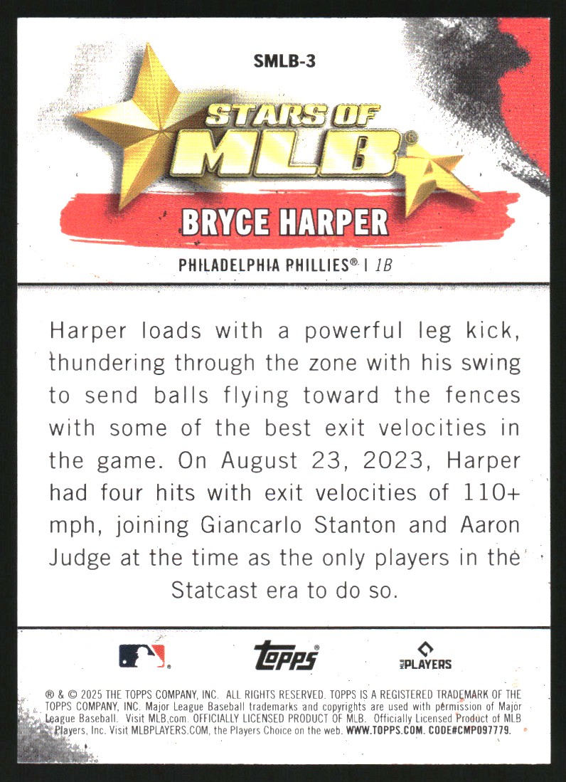 2025 Topps Stars Of MLB #SMLB3 Bryce Harper