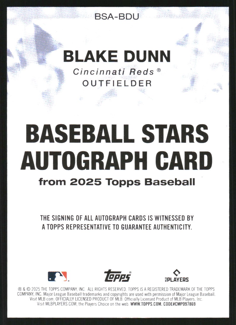 2025 Topps Baseball Stars Autographs #BSABDU Blake Dunn