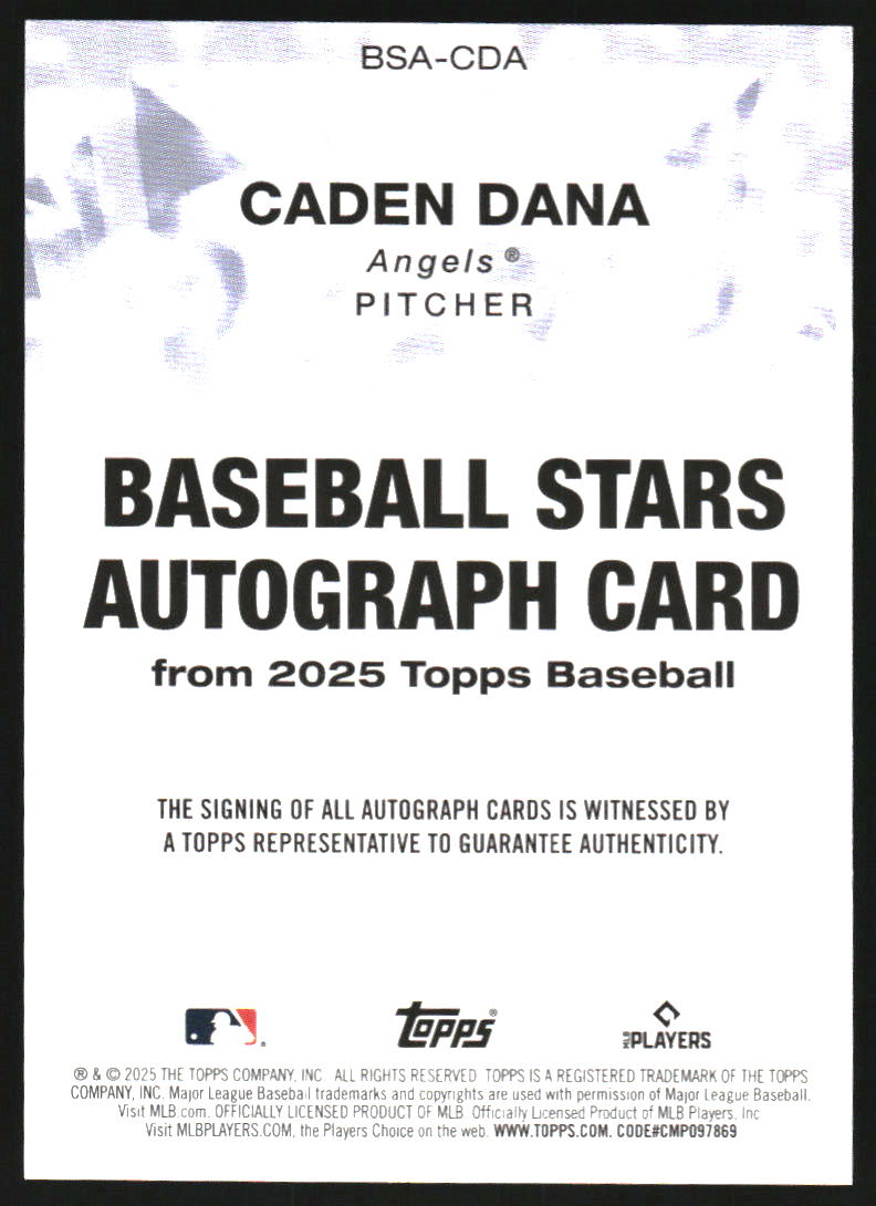 2025 Topps Baseball Stars Autographs #BSACDA Caden Dana Auto