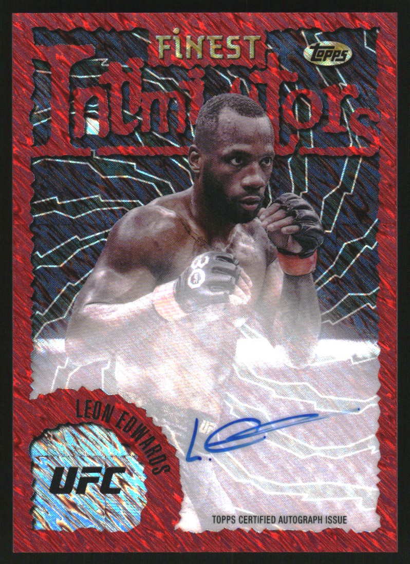 2024 Finest UFC Intimidators Autographs Red Shimmer Refractors #IALED Leon Edwards