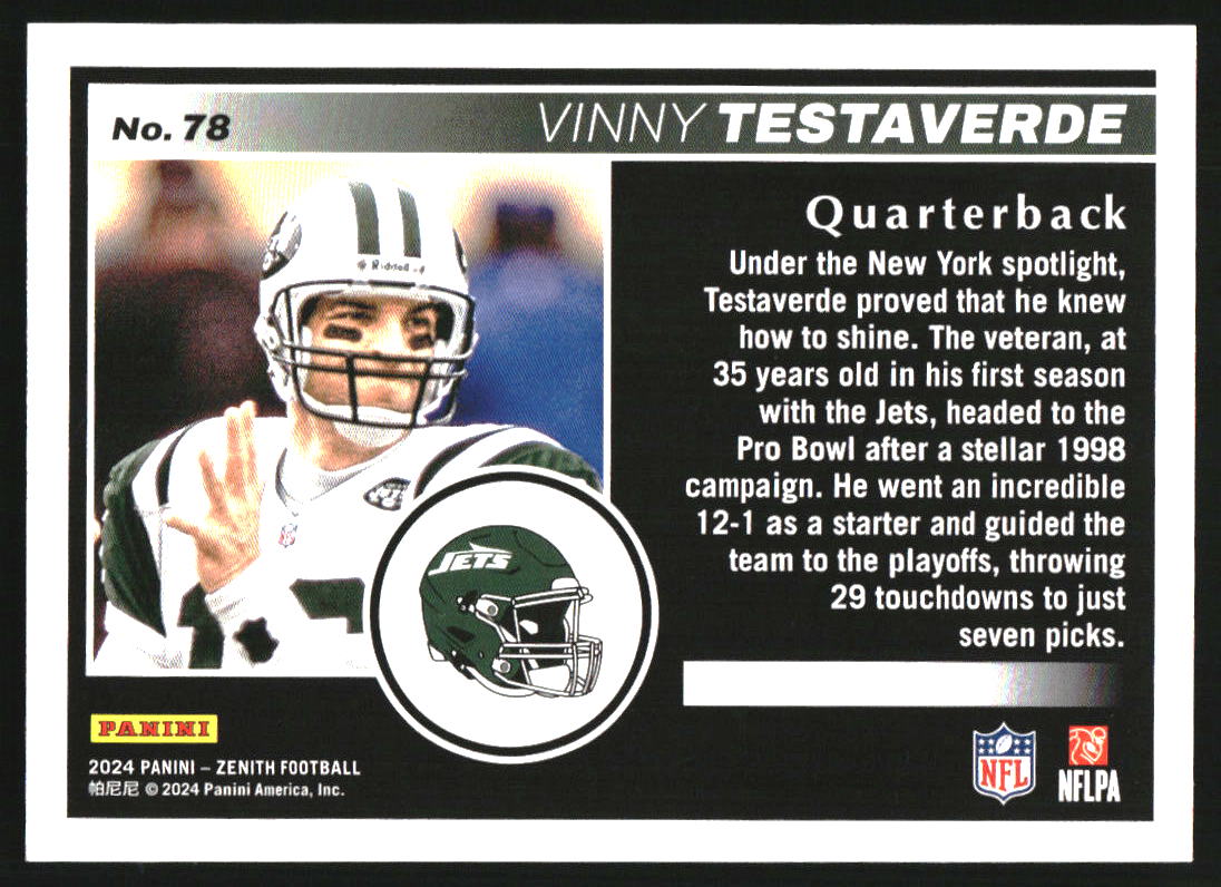 2024 Zenith Red Zone Blue #78 Vinny Testaverde
