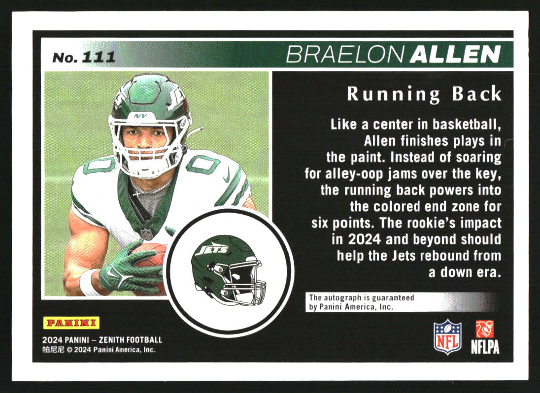 2024 Zenith Rookies Red Zone Autographs #111 Braelon Allen/299