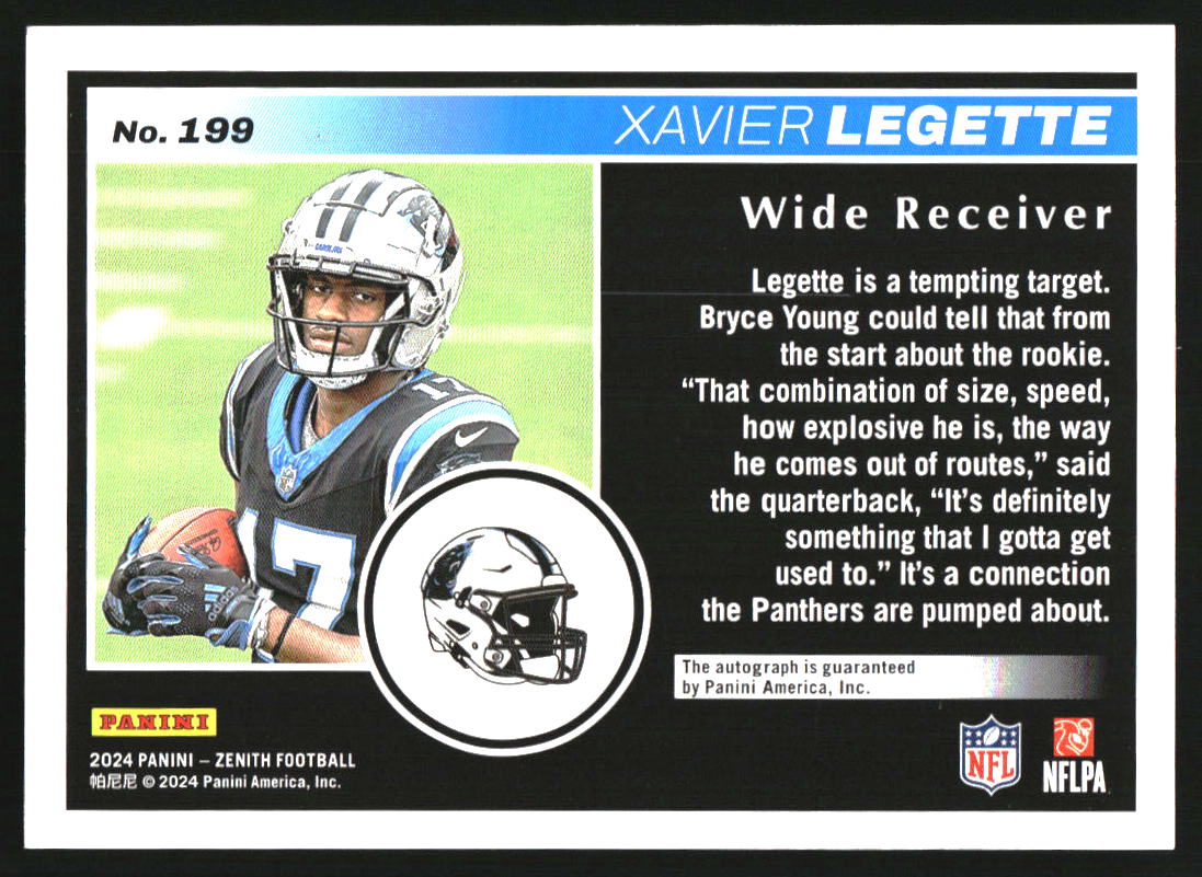 2024 Zenith Rookies Red Zone Autographs #199 Xavier Legette/99
