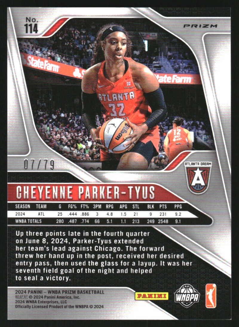 2024 Panini Prizm WNBA Prizms Pink Velocity #114 Cheyenne Parker-Tyus
