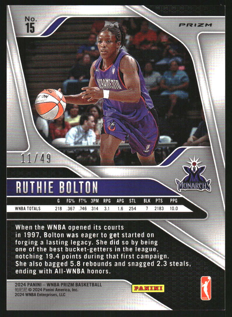 2024 Panini Prizm WNBA Prizms Teal #15 Ruthie Bolton /49