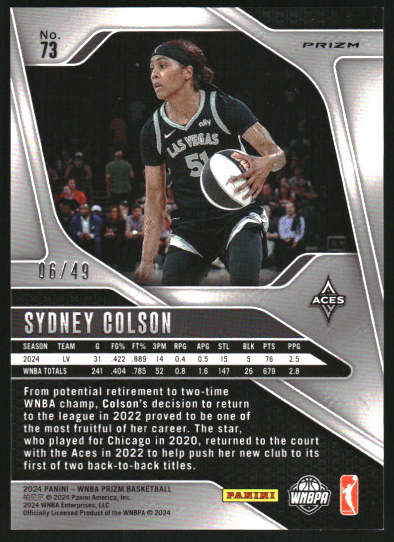 2024 Panini Prizm WNBA Prizms Teal #73 Sydney Colson