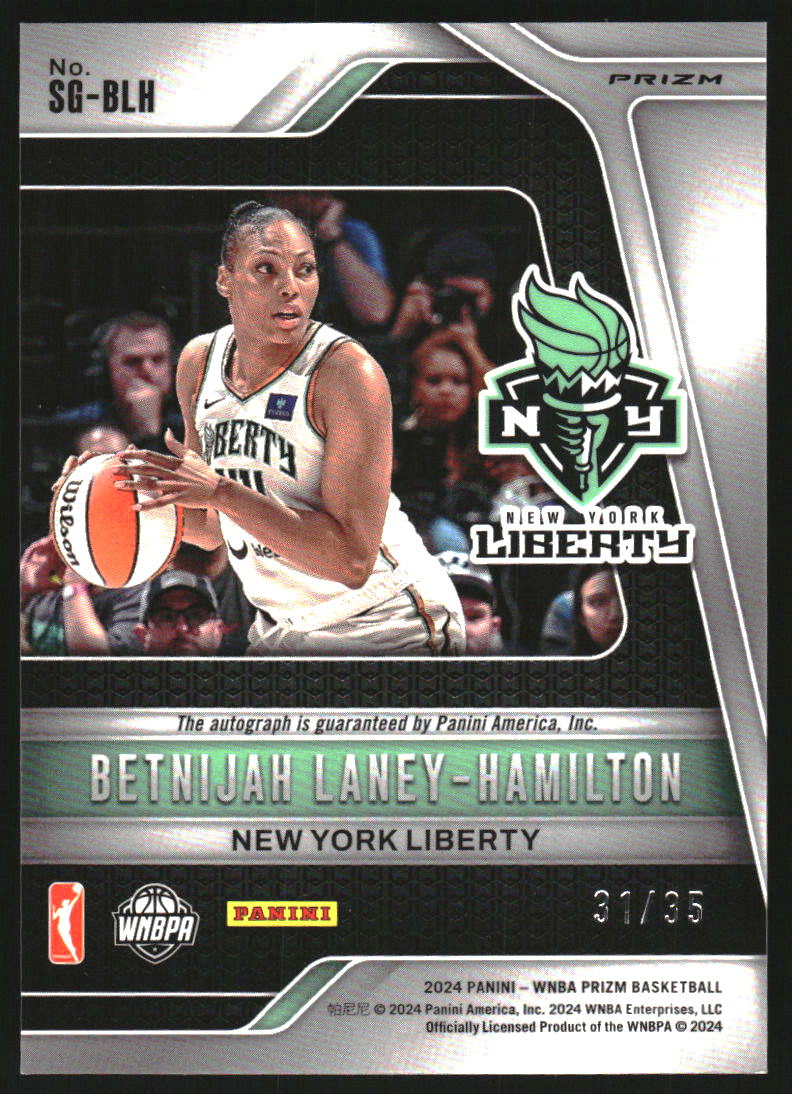 2024 Panini Prizm WNBA Signatures Prizms Teal #15 Betnijah Laney-Hamilton Auto /35