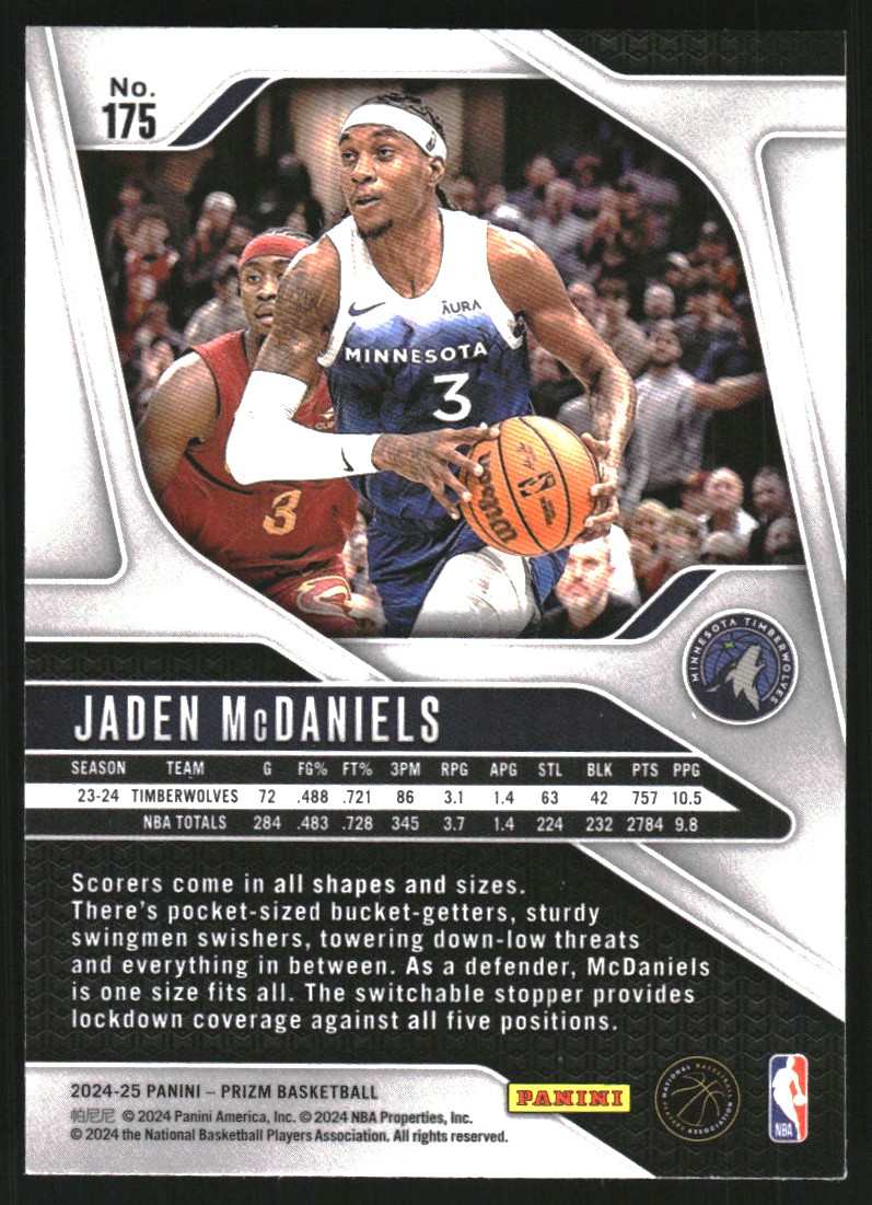 2024-25 Panini Prizm #175 Jaden McDaniels