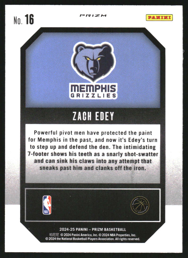 2024-25 Panini Prizm Emergent Prizms Silver #16 Zach Edey