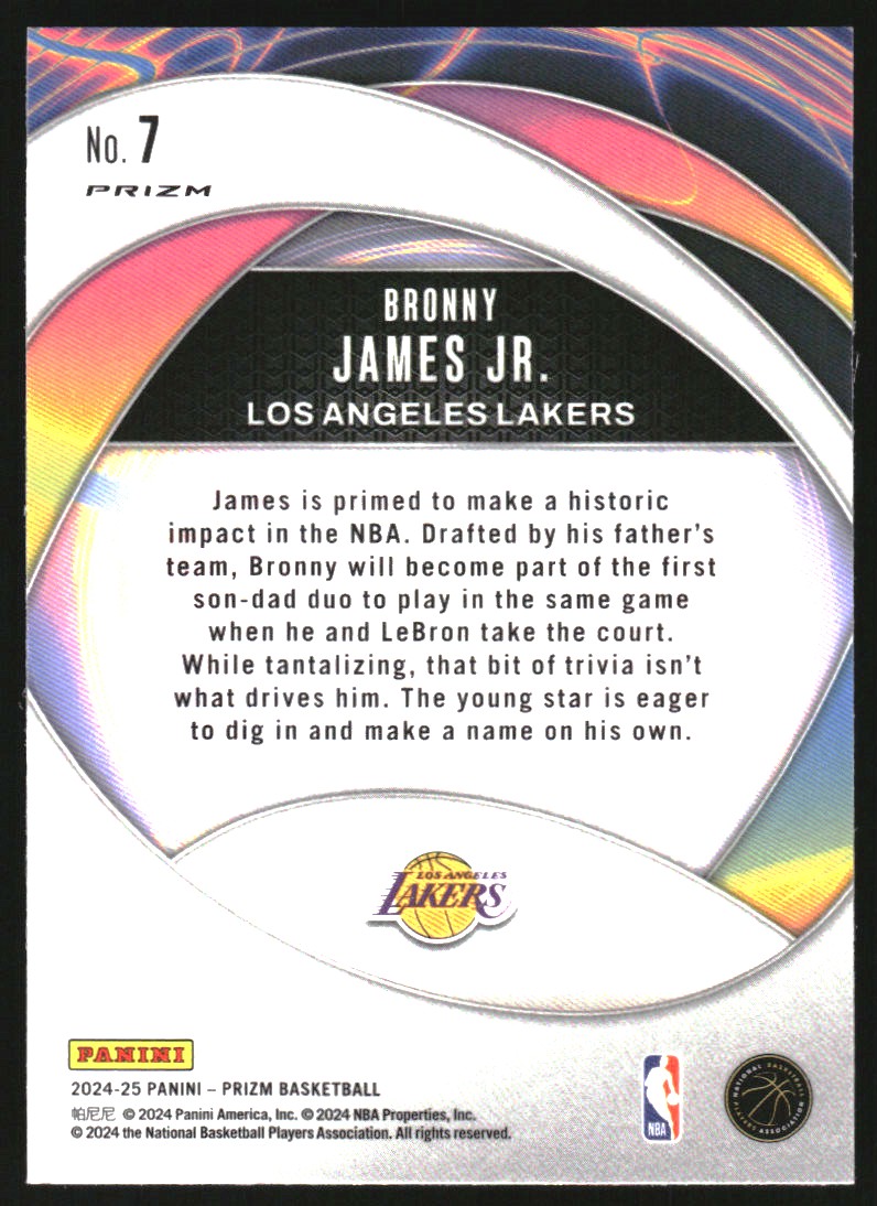 2024-25 Panini Prizm Instant Impact Prizms Silver #7 Bronny James Jr.