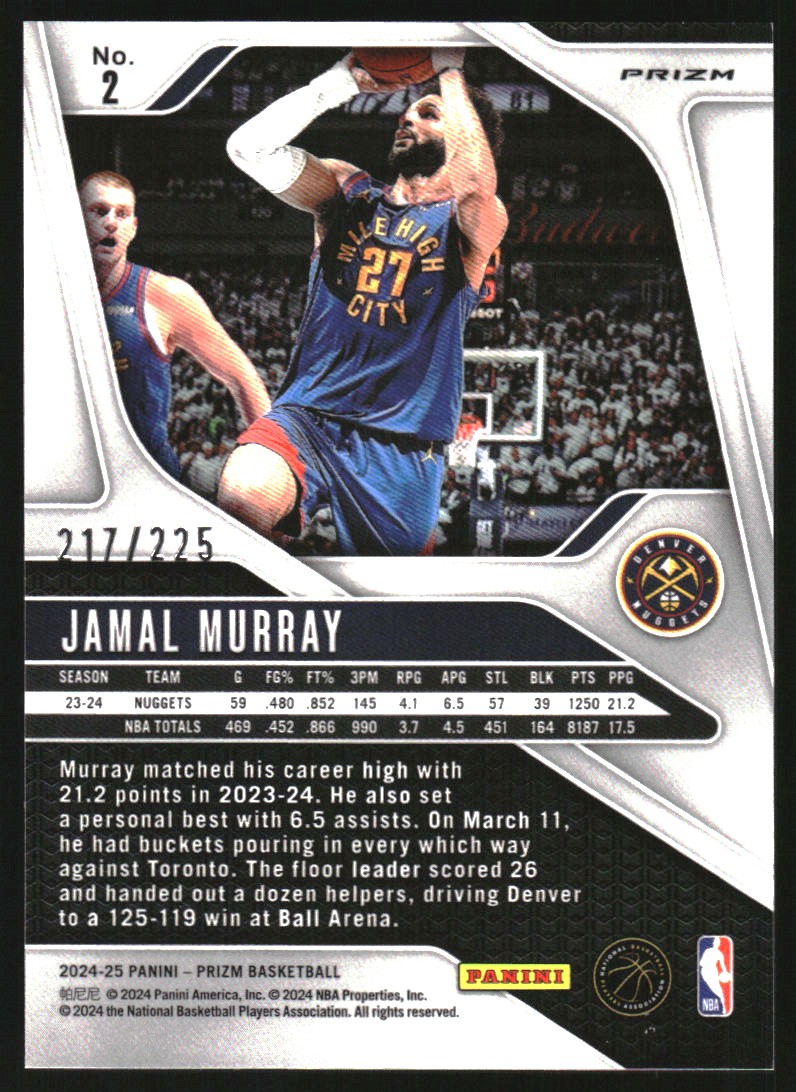 2024-25 Panini Prizm Prizms Basketball #2 Jamal Murray on Fanatics