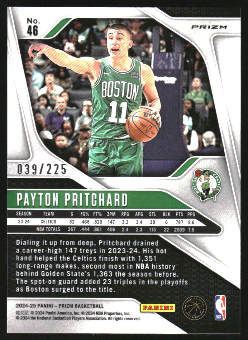 2024-25 Panini Prizm Prizms Basketball #46 Payton Pritchard