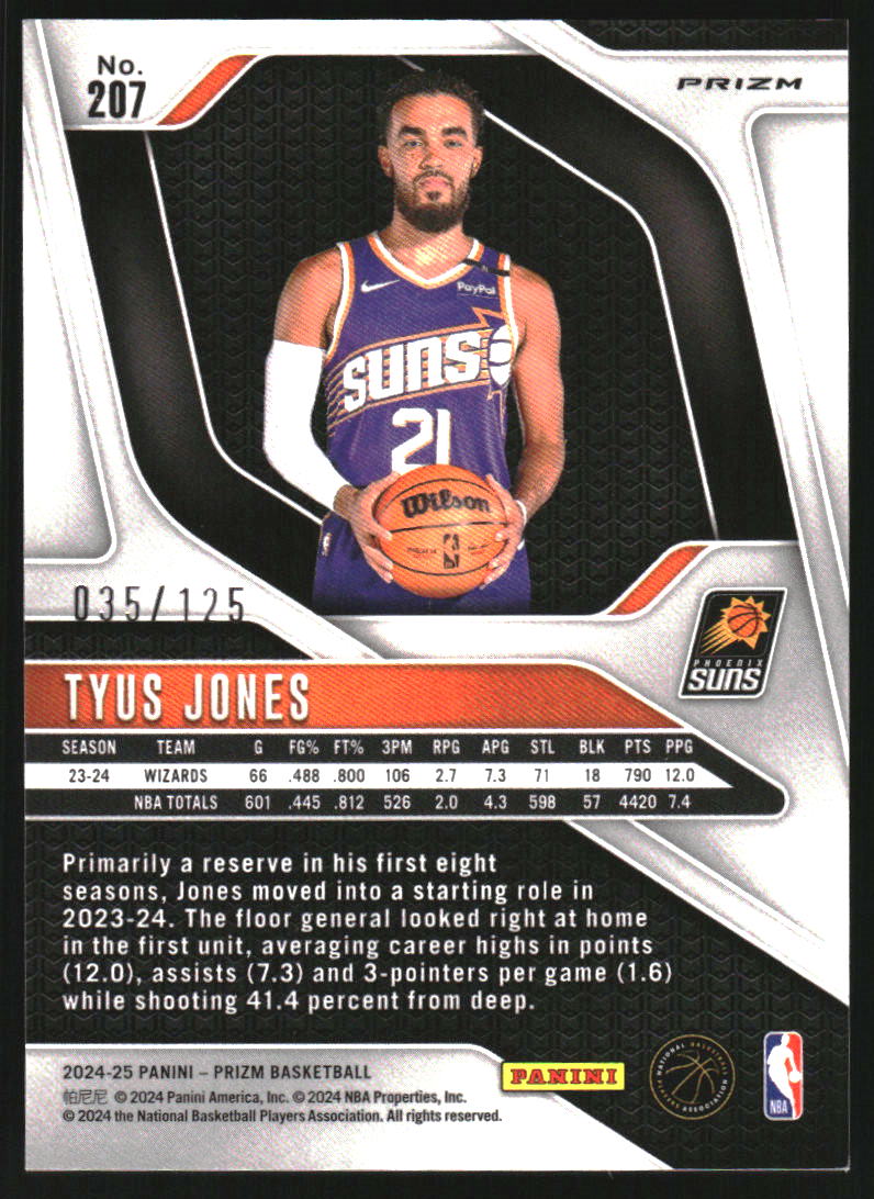 2024-25 Panini Prizm Prizms Blue Ice #207 Tyus Jones