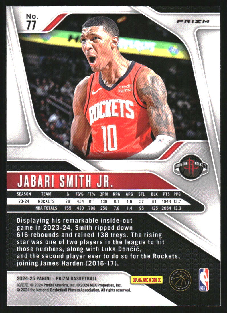 2024-25 Panini Prizm Prizms Choice Blue Yellow and Green #77 Jabari Smith Jr.