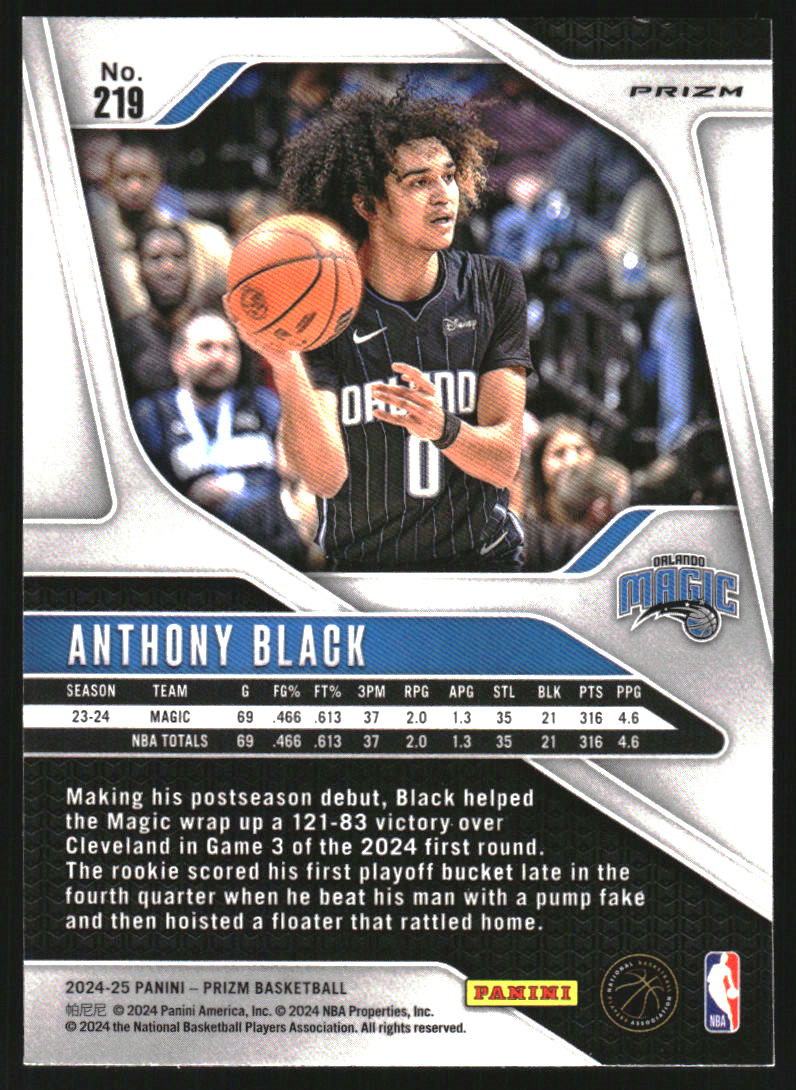 2024-25 Panini Prizm Prizms Choice Blue Yellow and Green #219 Anthony Black