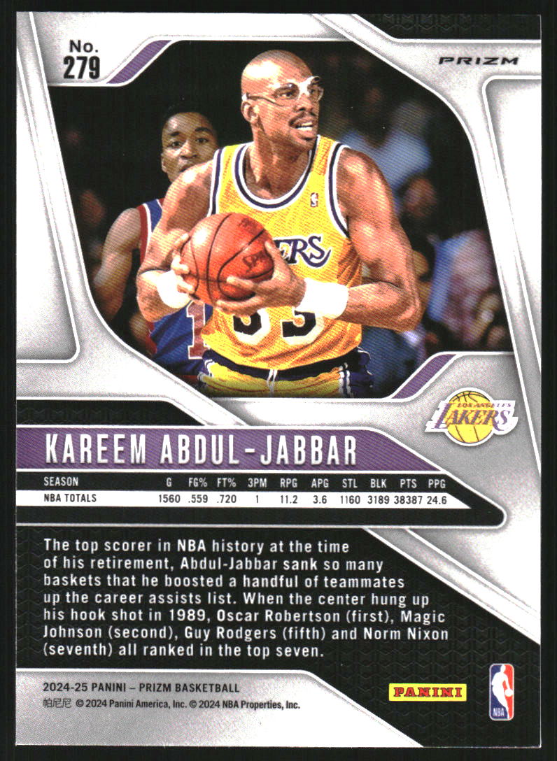 2024-25 Panini Prizm Prizms Choice Blue Yellow and Green #279 Kareem Abdul-Jabbar