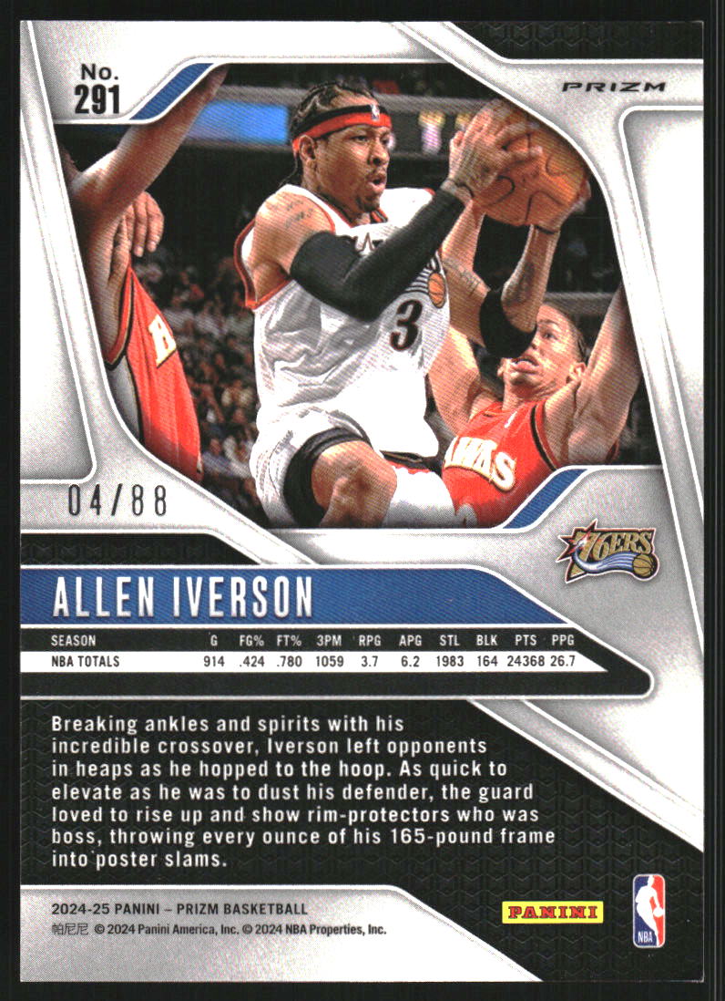2024-25 Panini Prizm Prizms Choice Red #291 Allen Iverson /88 - NM-MT