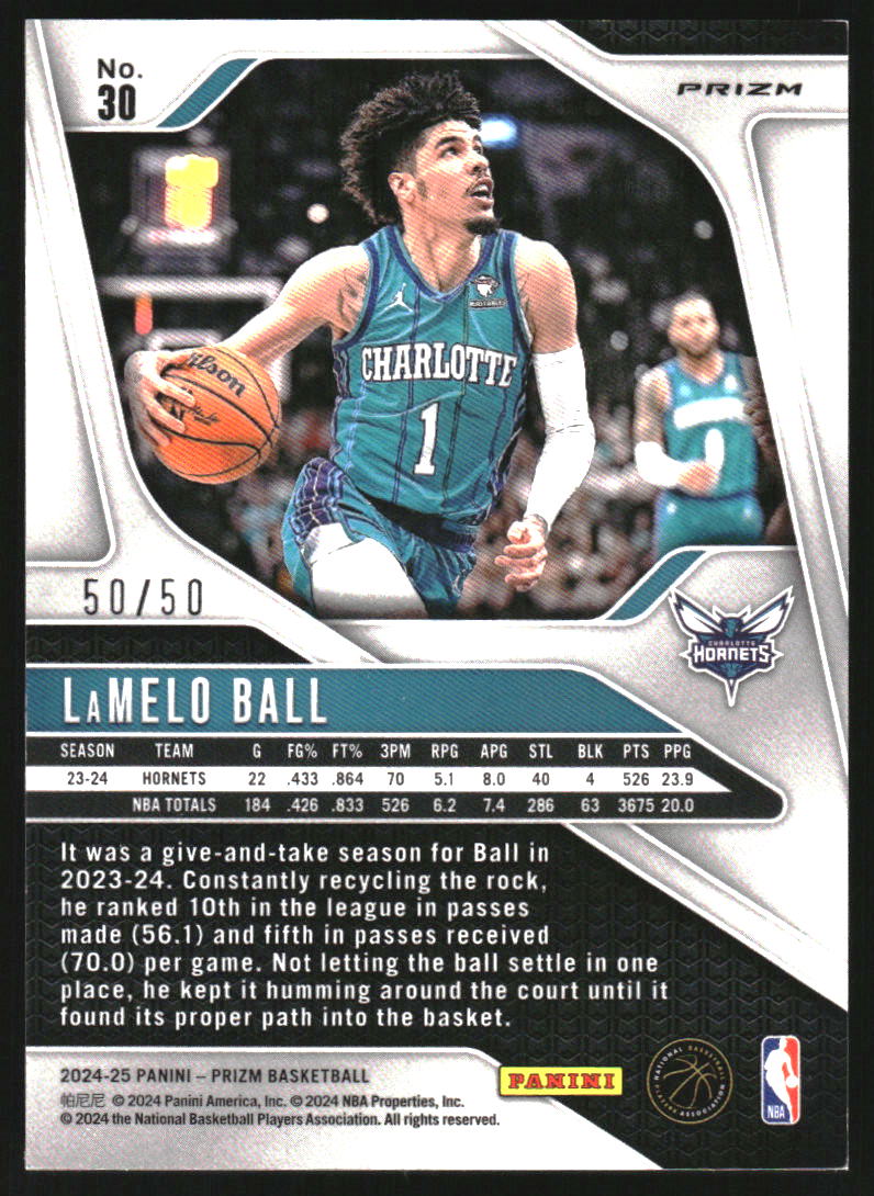 2024-25 Panini Prizm Prizms Fast Break Pink #30 LaMelo Ball