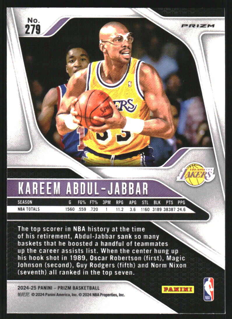 2024-25 Panini Prizm Prizms Green Wave #279 Kareem Abdul-Jabbar