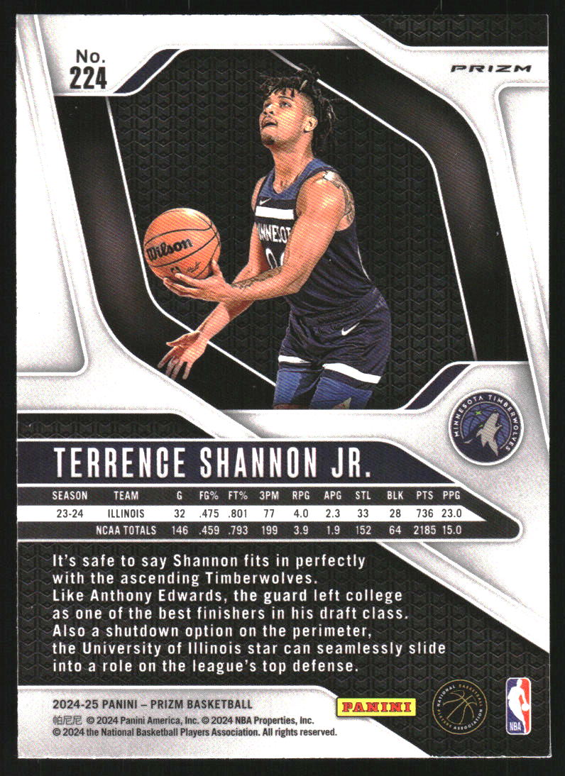 2024-25 Panini Prizm Prizms Hyper #224 Terrence Shannon Jr.