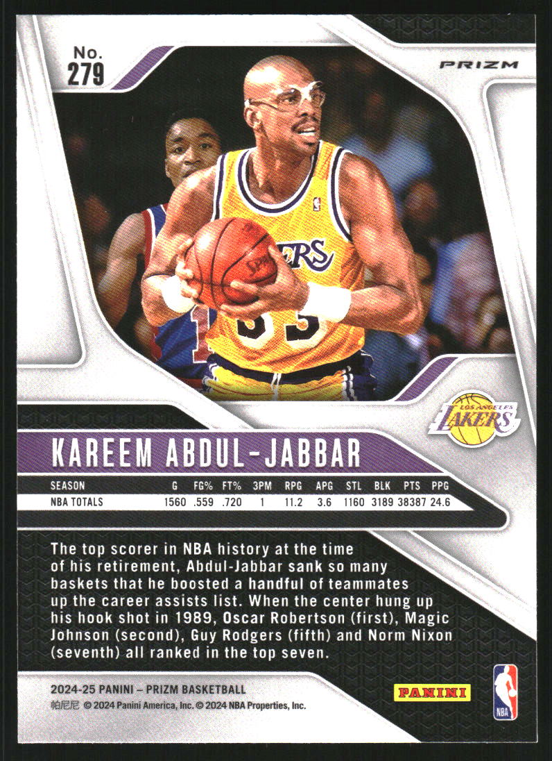 2024-25 Panini Prizm Prizms Hyper #279 Kareem Abdul-Jabbar