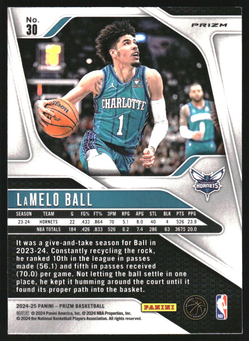 2024-25 Panini Prizm Prizms Pink Ice #30 LaMelo Ball
