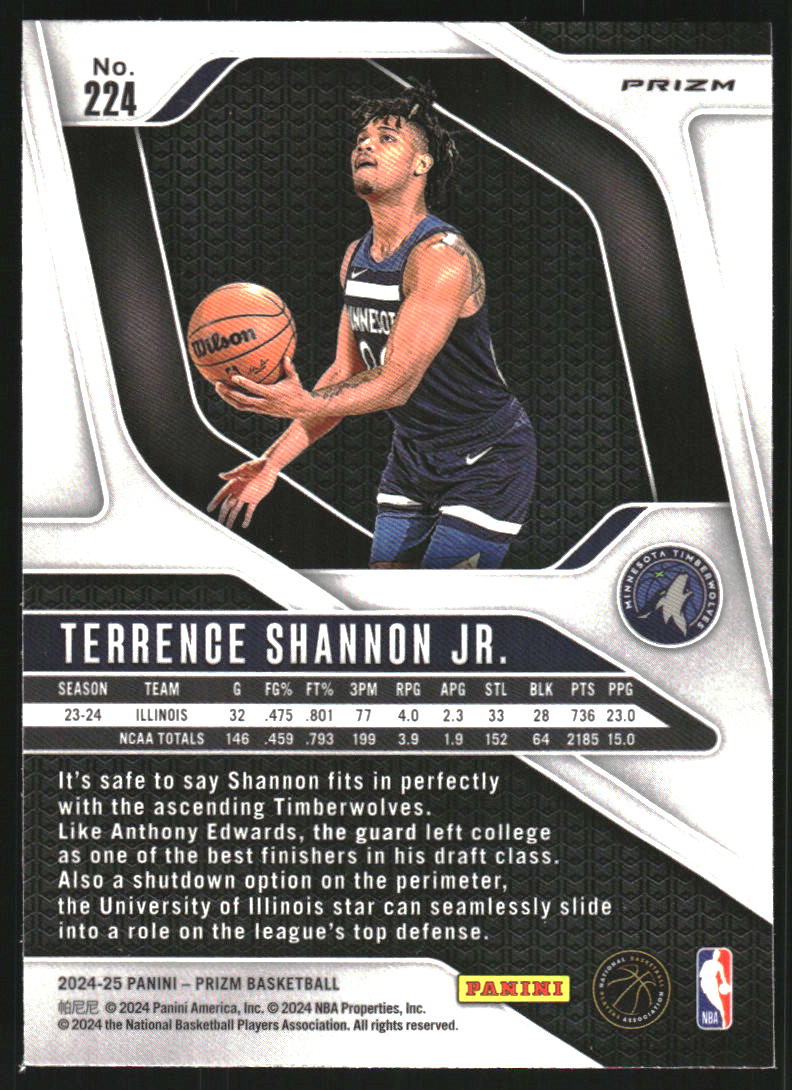 2024-25 Panini Prizm Prizms Pink Ice #224 Terrence Shannon Jr.