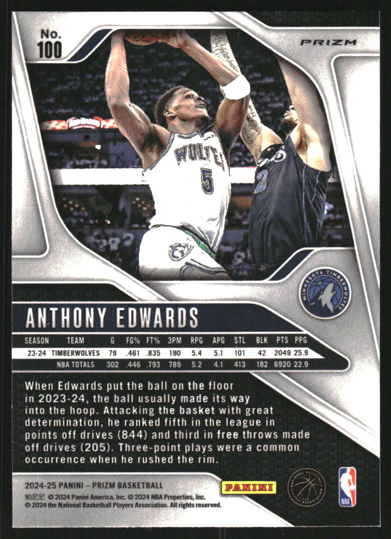 2024-25 Panini Prizm Prizms Pulsar #100 Anthony Edwards - NM-MT
