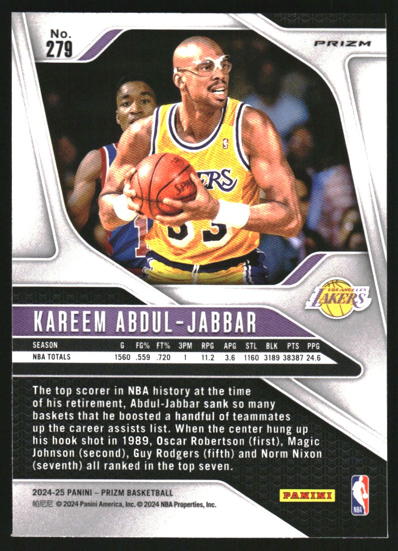 2024-25 Panini Prizm Prizms Pulsar #279 Kareem Abdul-Jabbar