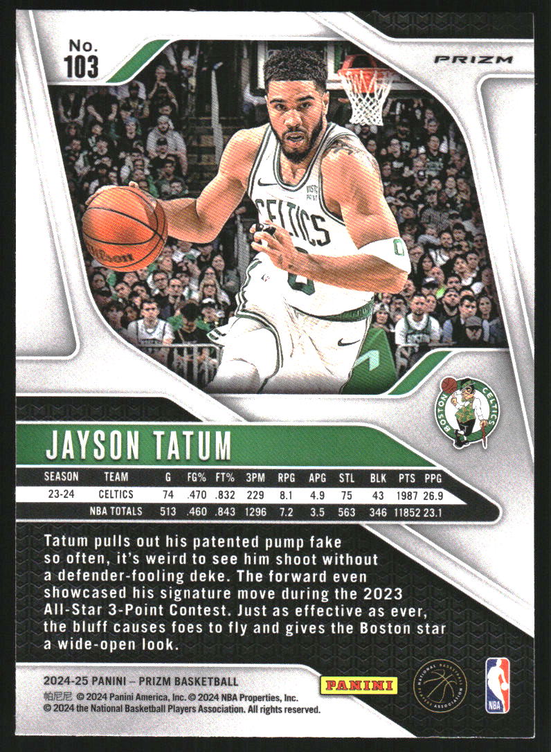 2024-25 Panini Prizm Prizms Red Ice #103 Jayson Tatum