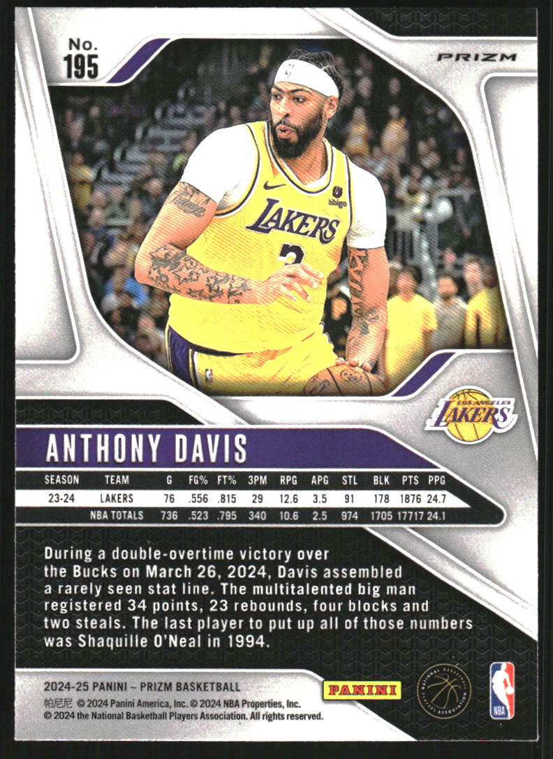 2024-25 Panini Prizm Prizms Red White and Blue #195 Anthony Davis