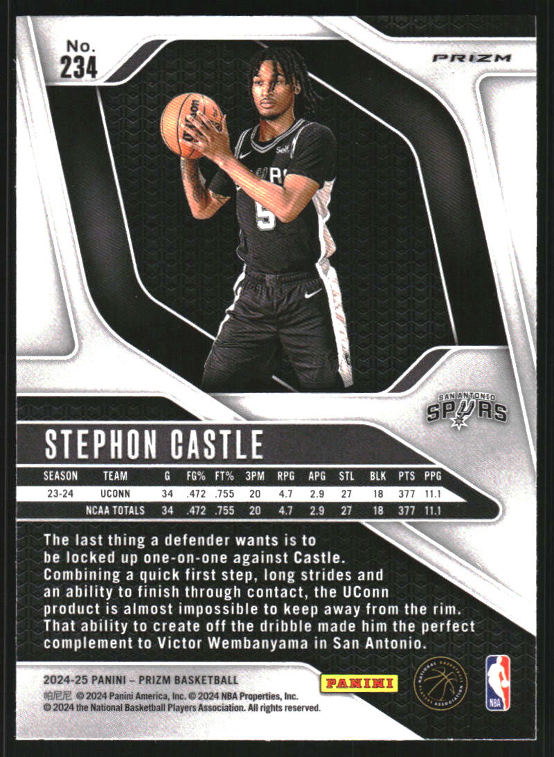 2024-25 Panini Prizm Prizms Red White and Blue #234 Stephon Castle
