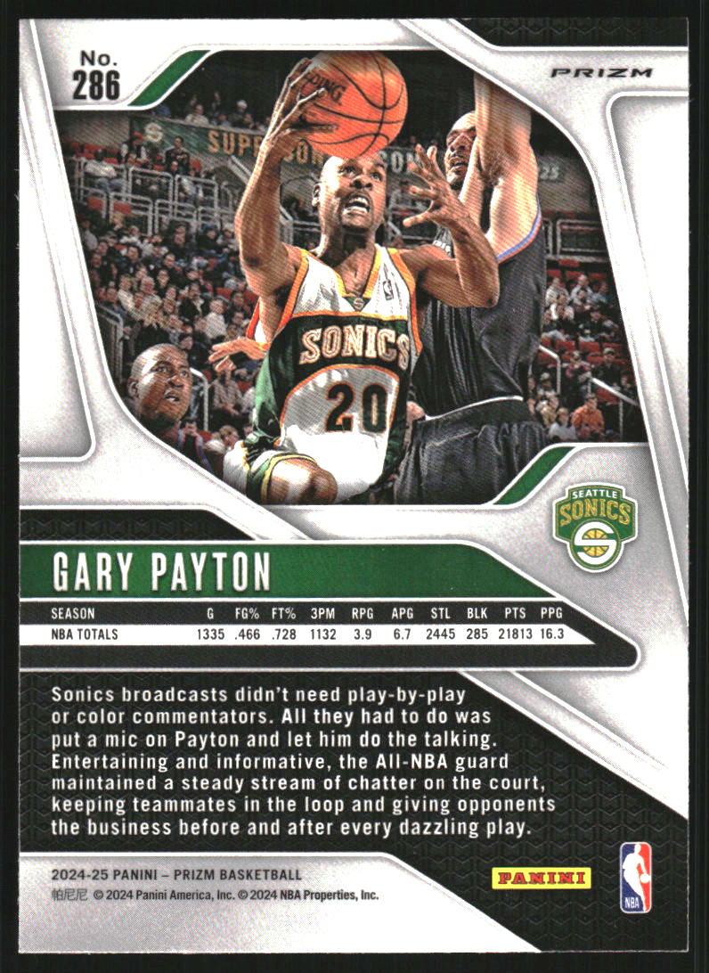 2024-25 Panini Prizm Prizms Red White and Blue #286 Gary Payton