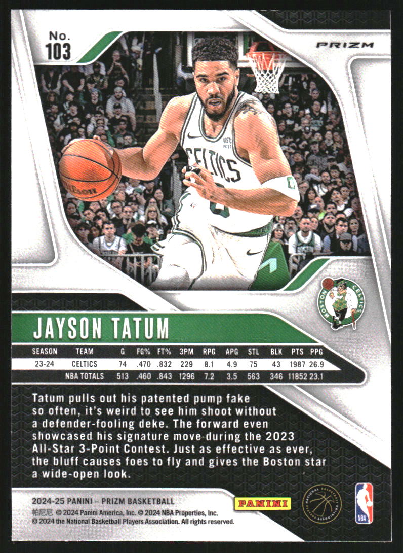 2024-25 Panini Prizm Prizms Silver #103 Jayson Tatum