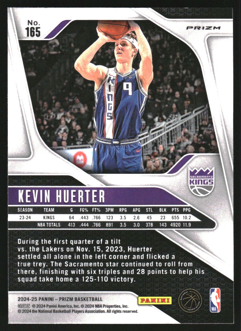 2024-25 Panini Prizm Prizms Silver #165 Kevin Huerter