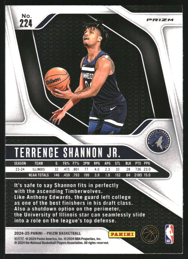 2024-25 Panini Prizm Prizms Silver #224 Terrence Shannon Jr.