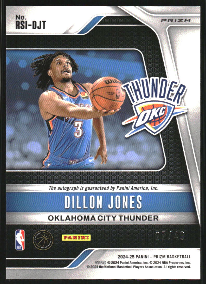 2024-25 Panini Prizm Rookie Signatures Prizms Blue #8 Dillon Jones Auto /49 - NM-MT