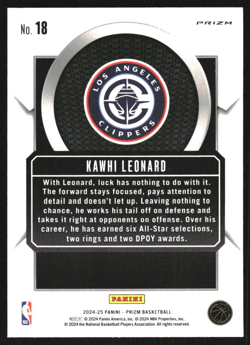 2024-25 Panini Prizm Talismen Prizms Fast Break #18 Kawhi Leonard