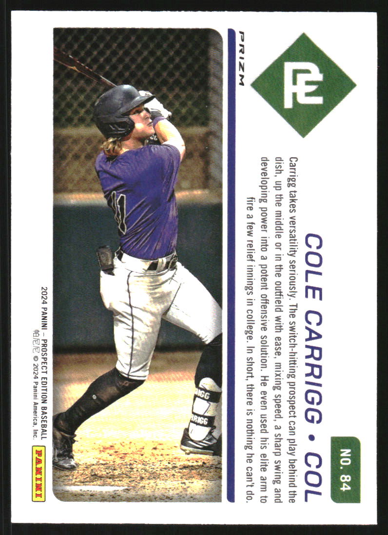 2024 Panini Prospect Edition Holo Red Ice #84 Cole Carrigg