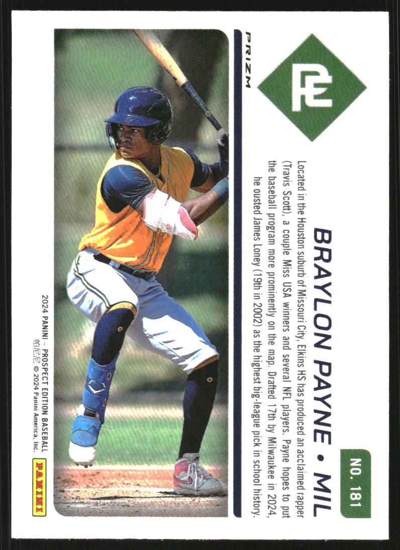 2024 Panini Prospect Edition Holo Red Ice #181 Braylon Payne