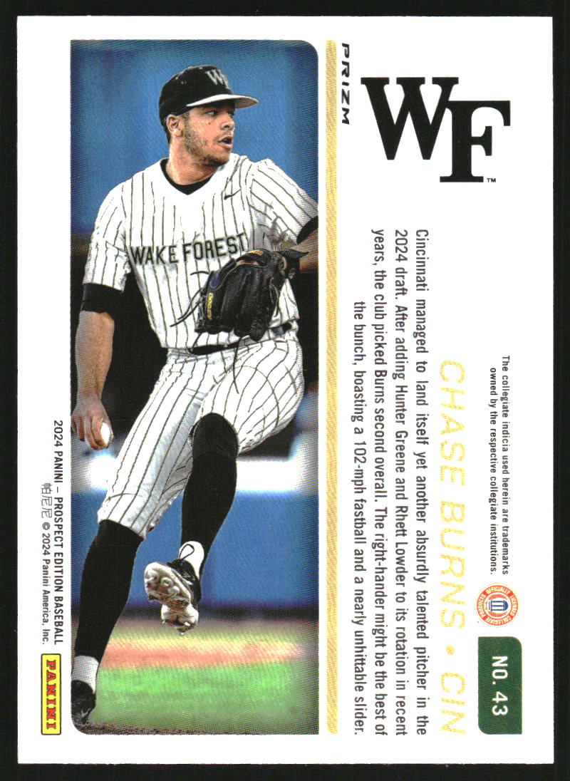 2024 Panini Prospect Edition Holo Silver #43 Chase Burns