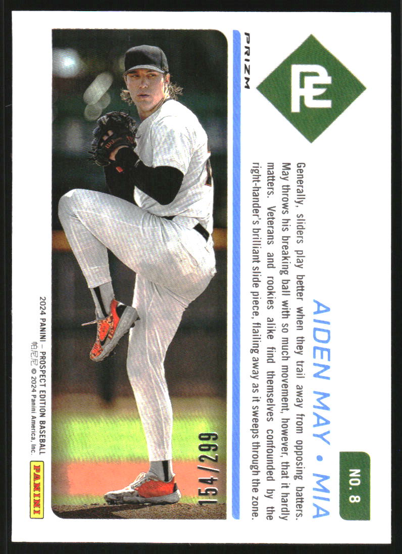 2024 Panini Prospect Edition Holo Blue Ice #8 Aiden May /299