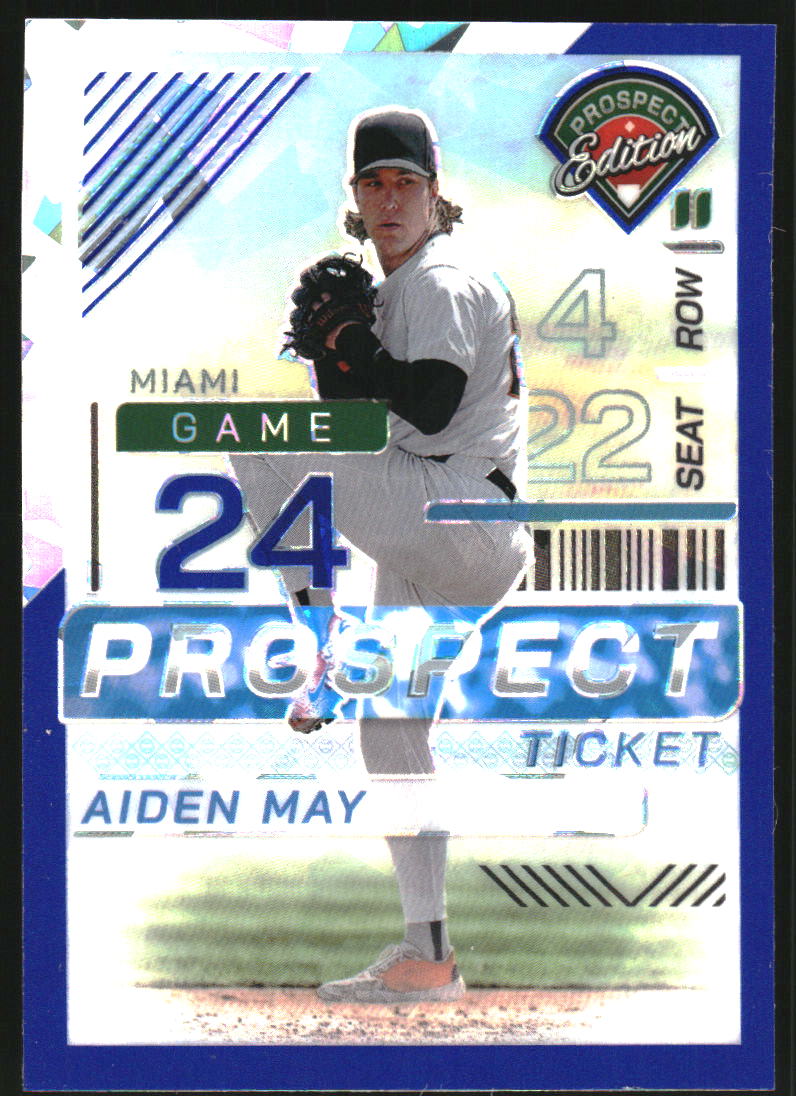 2024 Panini Prospect Edition Holo Blue Ice #8 Aiden May /299