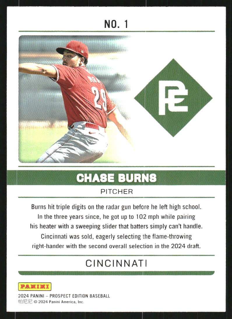 2024 Panini Prospect Edition Domination #1 Chase Burns